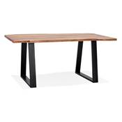 Petite table à diner / bureau rectangulaire de style industriel 'SMALL BARNE' en bois massif pieds en métal noir - 160 x 90 cm