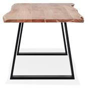 Petite table à diner / bureau rectangulaire de style industriel 'SMALL BARNE' en bois massif pieds en métal noir - 160 x 90 cm