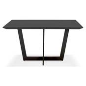 Grande table scandinave carrée 'BIG VÄN' plateau en bois noir pieds en métal noir - 140 x 140 cm