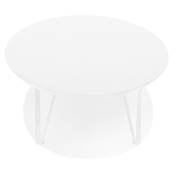 Grande table basse style industriel ovale 'DANA' blanche en bois pieds en métal blanc - 110 x 80 cm