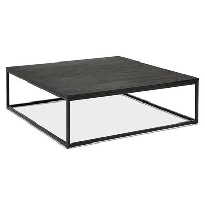 Grande table basse style industriel carrée 'FYRKANT' bois noir pieds métal noir - 110 x 110 cm