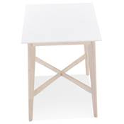 Table haute design carré 'RUSTIK' en bois blanc avec 4 pieds en bois naturel
