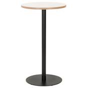 Table de bar Mange-debout design 'RULLA' en bois blanc avec pied central en métal noir - Ø 60 cm