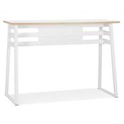 Table de bar Mange-debout design 'BARAS' en bois blanc pied en métal blanc - 150 x 60 cm