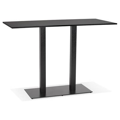 Table de bar Mange-debout design 'TVILLIN' bois noir double pied central métal noir - 160 x 80 cm