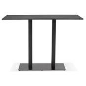 Table de bar Mange-debout design 'TVILLIN' bois noir double pied central métal noir - 160 x 80 cm
