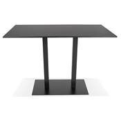Table de bar Mange-debout design 'TVILLIN' bois noir double pied central métal noir - 160 x 80 cm