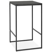 Table de bar haute style industriel carré 'BISTRO' bois noir 4 pieds métal noir idéal proffesionnels