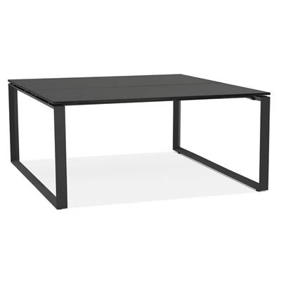 Table de réunion / bureau bench design 'LITTLE MEET' noir en bois pieds métal noir - 140 x 140 cm