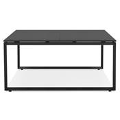 Table de réunion / bureau bench design 'LITTLE MEET' noir en bois pieds métal noir - 140 x 140 cm