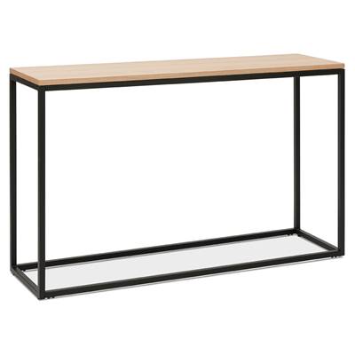 Table console style industriel rectangulaire 'HIGH FYRKANT" bois pieds métal noir - 120 x 35 cm