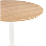 Table de salle à manger ronde industriel 'SPARK' en bois naturel pied central rond en métal blanc - Ø 80 cm