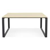 Table de réunion / bureau bench design 'LITTLE MEET' en bois pieds métal noir - 140 x 140 cm