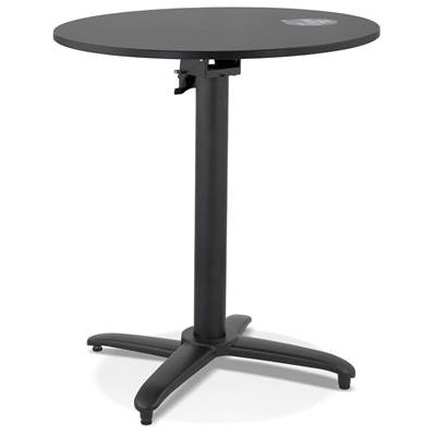 Table de salle à manger ronde pliante industriel 'BARRA' en bois noir pied central en métal noir – Ø 68 cm