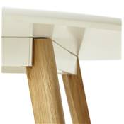Table / table de réunion scandinave ronde 'SMALL SOLNÄ' blanche en bois 4 pieds en bois – Ø 90 cm