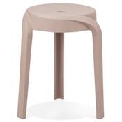 Tabouret bas design de style moderne empilable 'FIORI' en resine beige