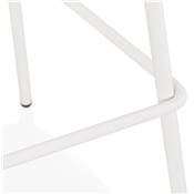 Tabouret de bar intérieur/extérieur 'RAINY' résine blanche perforée 4 pieds métal blanc dossier haut