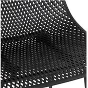 Tabouret de bar design intérieur/extérieur 'RAINY' perforé noir 4 pieds en métal noir dossier haut