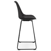Tabouret de bar design 'GUSTO' noir avec pieds tréteaux et repose pieds en métal noir dossier haut