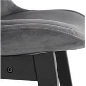 Tabouret snack mi-hauteur 'CHAIRMAN MINI BLACK EDITION' velours gris 4 pieds bois noir dossier haut