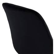 Tabouret de snack mi-hauteur scandinave 'CHAIRMAN MINI' velours noir 4 pieds bois dossier haut