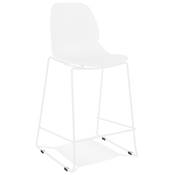 Tabouret de snack mi-hauteur empilable 'GREAT MINI' blanc pieds tréteaux métal blanc dossier haut