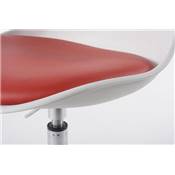 Chaise de cuisine / salle à manger pivotante 'Tulipe' blanche et rouge pied central métal chromé