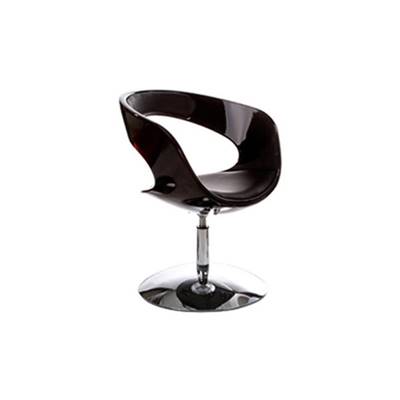 Fauteuil design 'Neptune' pivotant noir pied central en métal chromé