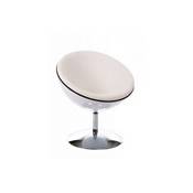 Fauteuil design boule SPHERE pivotant Blanc pied chromé