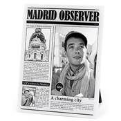 Cadre photo journal 'Madrid Observer' blanc et noir