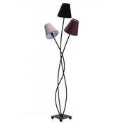 Lampadaire moderne 'Mocca tre' 3 abats-jours en tissu multicolors coniques et 3 pieds en métal