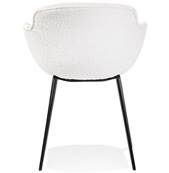 Chaise design lounge à accoudoirs 'NICE' en tissu bouclé blanc avec 4 pieds en métal noir