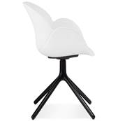 Chaise design à accoudoirs 'TUNED' blanche avec 4 pieds en métal noir