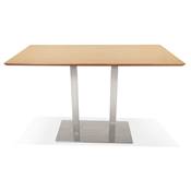 Table de bar haute design 'Tvillin XL' bois naturel double pied central métal brossé – 180 x 90 cm
