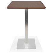 Table bar haute 'Tvillin XL' bois finition noyer double pied central métal brossé – 180 x 90 cm