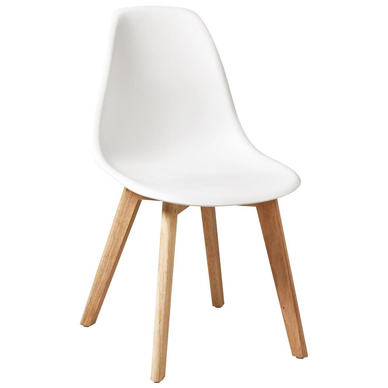 Chaise scandinave 'Karl' blanche avec 4 pieds en bois naturel - Set de 4