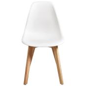 Chaise scandinave 'Karl' blanche avec 4 pieds en bois naturel - Lot de 4
