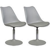 Chaise design pivotante 'Tulipe Kolor' grise pied central - Lot de 2