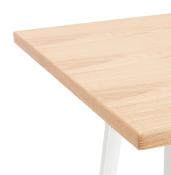 Table de salle à manger carré style industriel 'ORIANE' avec plateau bois naturel et pieds en métal blanc - 76 x 76 cm