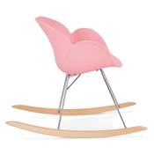 Chaise à bascule design à accoudoirs 'Gungstöl' rose pieds en bois et métal chromé