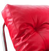 Fauteuil lounge 'Capiton' rouge pieds en métal chromé