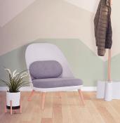 	Fauteuil lounge design de style scandinave 'LUKE' assise en tissu gris anthracite, structure noire et pieds en bois noir