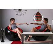 Fauteuil design lounge rond 'Boule' pivotant noir pieds en métal chromé