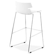 Tabouret de bar empilable design 'Skrift' blanc avec pieds en métal chromé et dossier bas