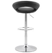 Tabouret de bar réglable design 'Kendo' pivotant noir pied et repose pieds métal chromé dossier bas