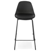 Tabouret de snack mi-hauteur 'Tekno Mini' noir avec 4 pieds en métal noir et dossier haut