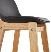 Tabouret de snack mi-hauteur design scandinave 'Topo Mini' noir 4 pieds en bois naturel dossier haut