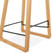 Tabouret de snack mi-hauteur design scandinave 'Skala' bleu pieds tréteaux bois naturel dossier bas