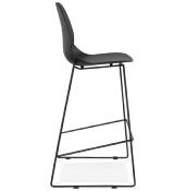 Tabouret de bar empilable design 'Great' noir 4 pieds en métal noir dossier haut