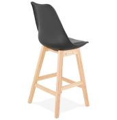 Tabouret de snack mi-hauteur design scandinave 'Chairman Mini' noir 4 pieds en bois et dossier haut